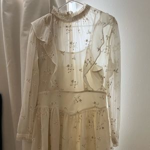 All Saints Aislyn Ditsy embellished white dress